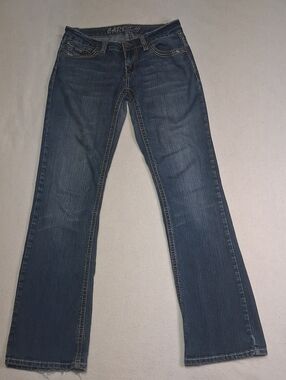 Carreli Y2K Women's Indigo Flared Jeans With Colored Stitching